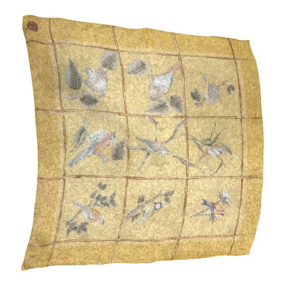 Mantero Collection Audubon Muted Bird Print Silk Scarf 33" Square Made In Italy - Picture 9 of 10